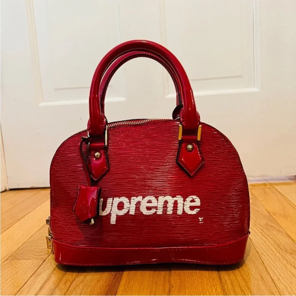 Louis Vuitton X Supreme Collab Logo Coquelicot Epi Red Leather Alma BB Bag - Picture 8 of 17